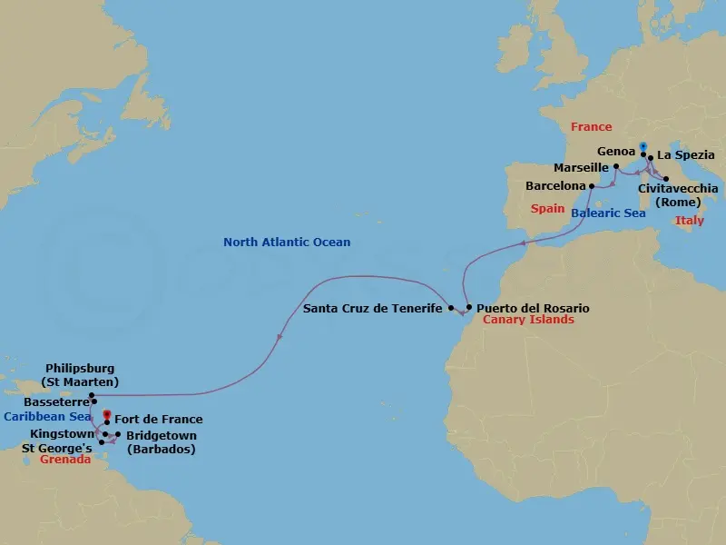 Itinerary schematic diagram