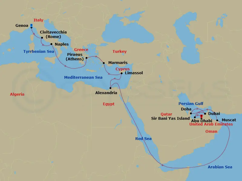 Itinerary schematic diagram