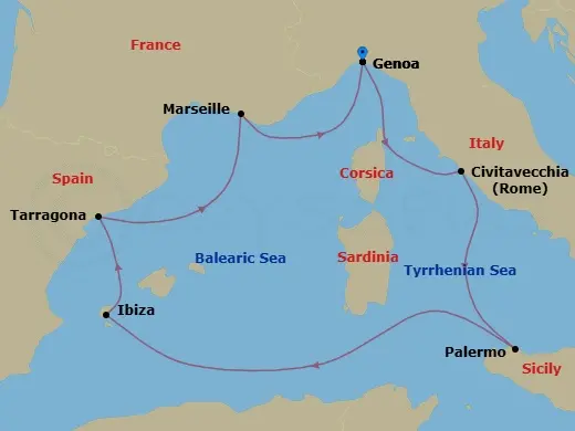 Itinerary schematic diagram