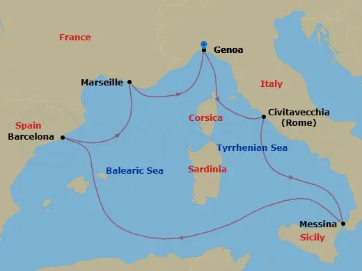 Itinerary schematic diagram