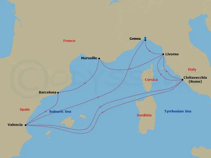 Itinerary schematic diagram