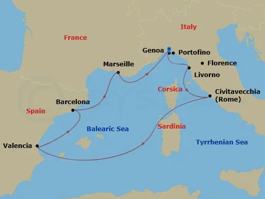 Itinerary schematic diagram