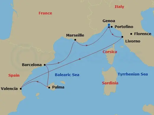 Itinerary schematic diagram