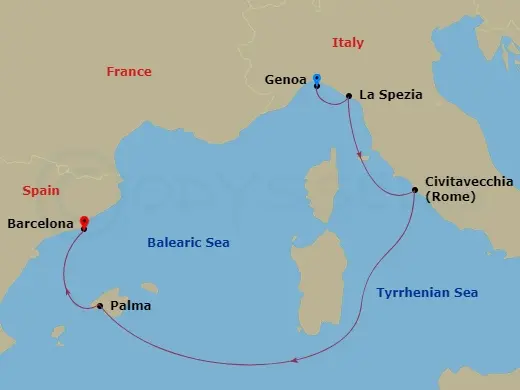 Itinerary schematic diagram
