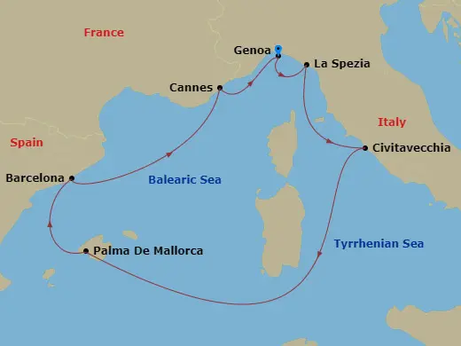 Itinerary schematic diagram