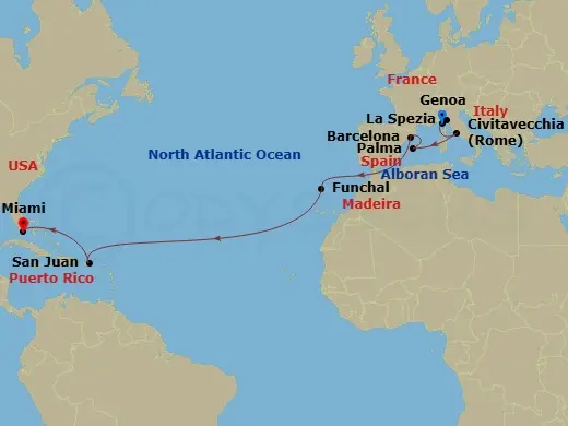 Itinerary schematic diagram