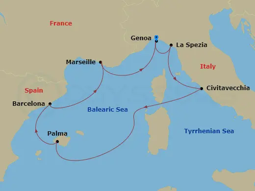 Itinerary schematic diagram