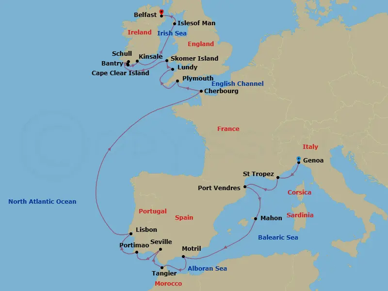 Itinerary schematic diagram