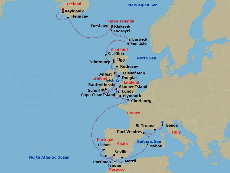 Itinerary schematic diagram