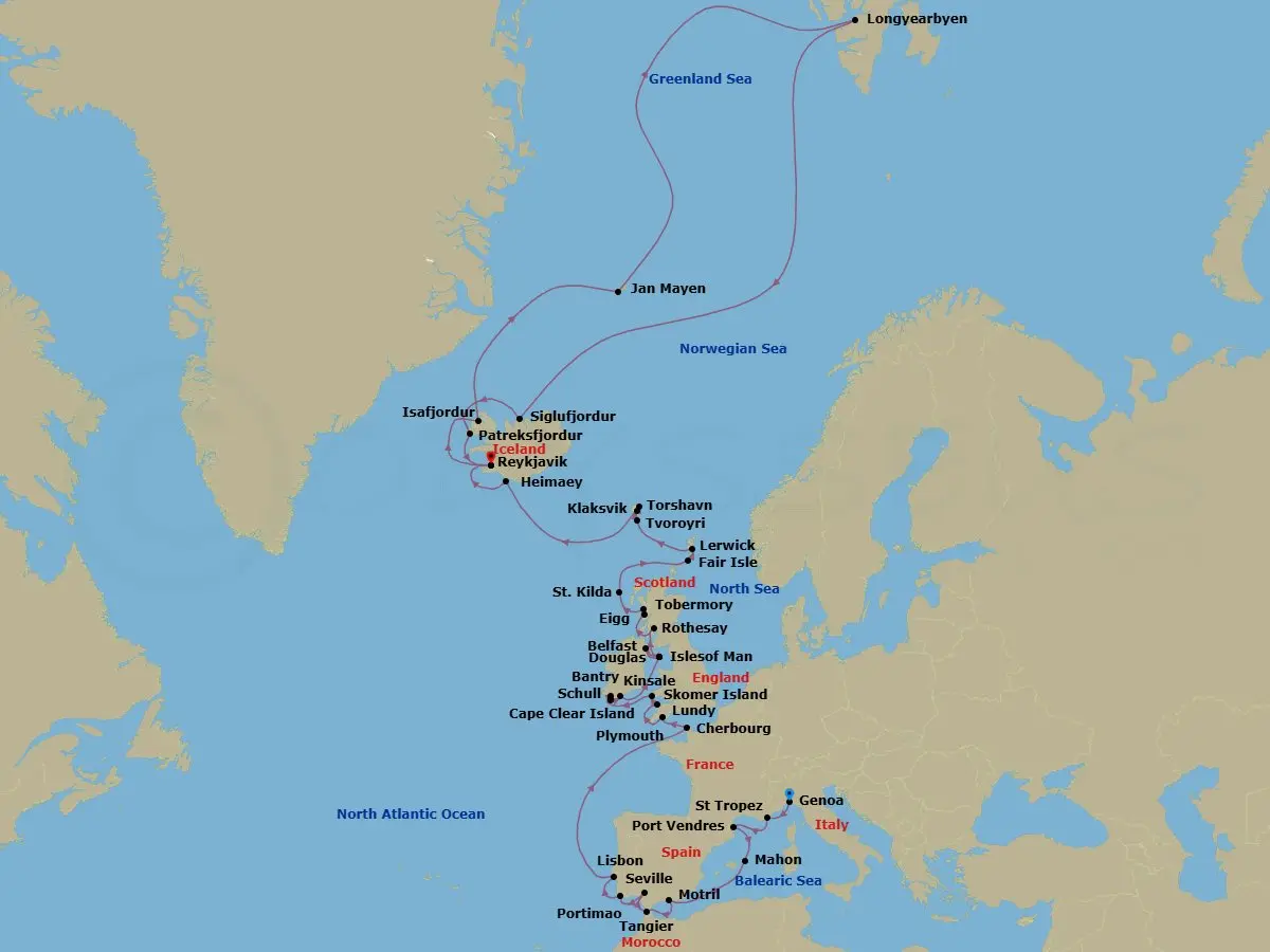 Itinerary schematic diagram