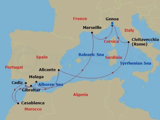 Itinerary schematic diagram