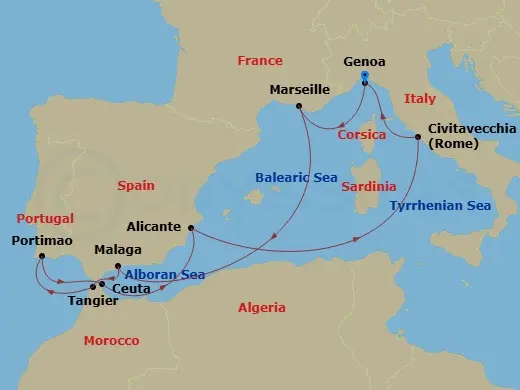 Itinerary schematic diagram