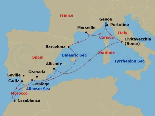 Itinerary schematic diagram