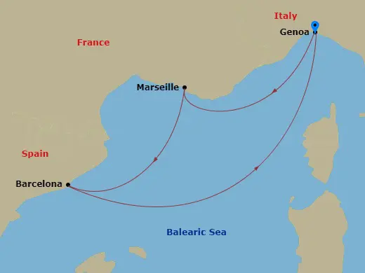 Itinerary schematic diagram