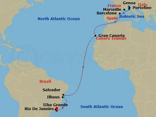 Itinerary schematic diagram