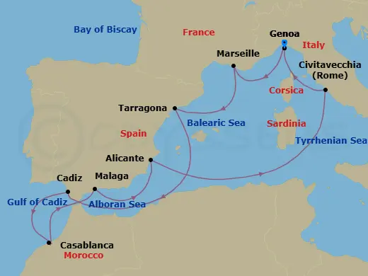 Itinerary schematic diagram