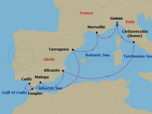 Itinerary schematic diagram