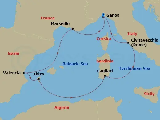 Itinerary schematic diagram
