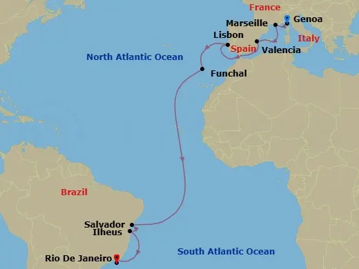 Itinerary schematic diagram