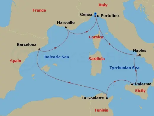Itinerary schematic diagram