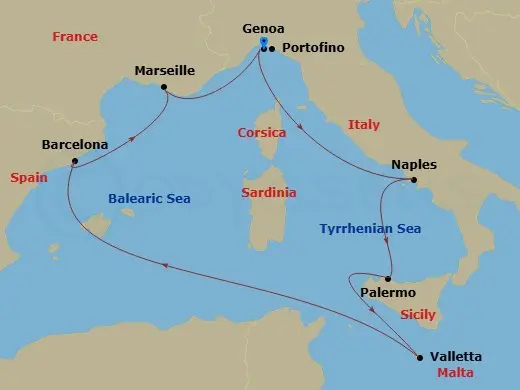 Itinerary schematic diagram