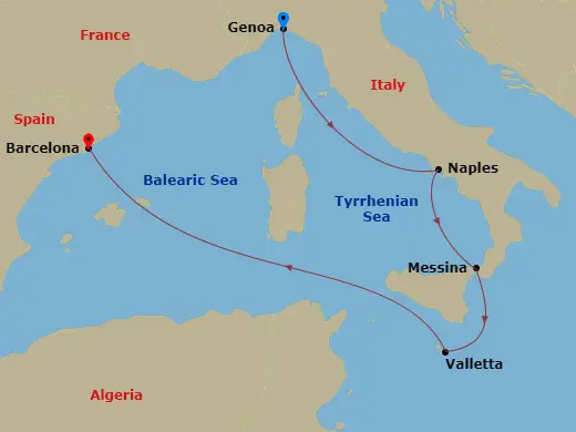 Itinerary schematic diagram