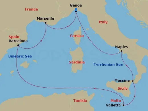 Itinerary schematic diagram