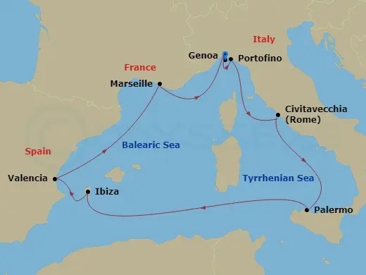 Itinerary schematic diagram