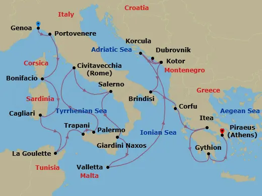 Itinerary schematic diagram