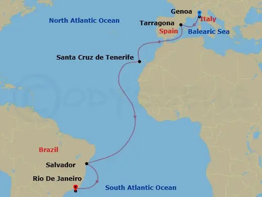 Itinerary schematic diagram