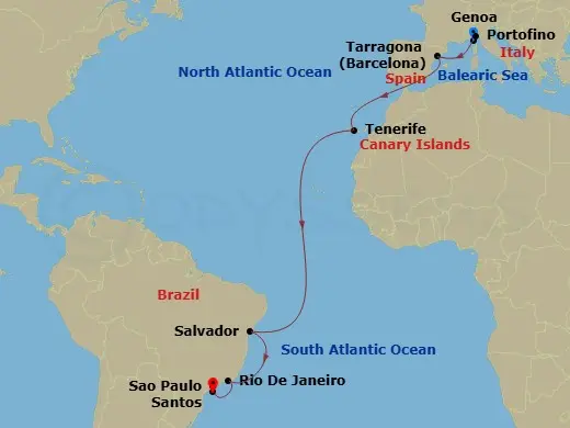 Itinerary schematic diagram