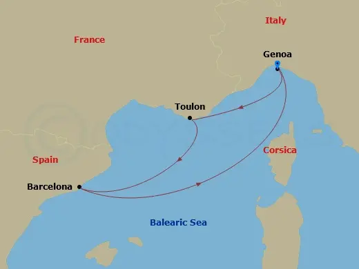 Itinerary schematic diagram