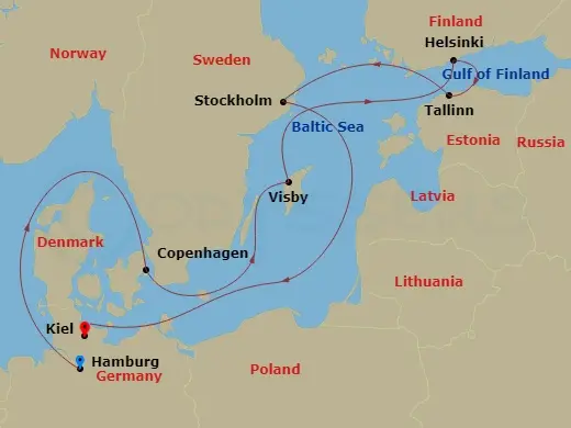 Itinerary schematic diagram