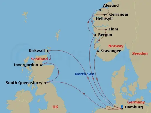 Itinerary schematic diagram