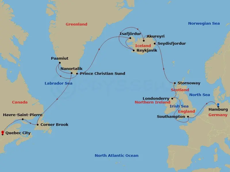 Itinerary schematic diagram