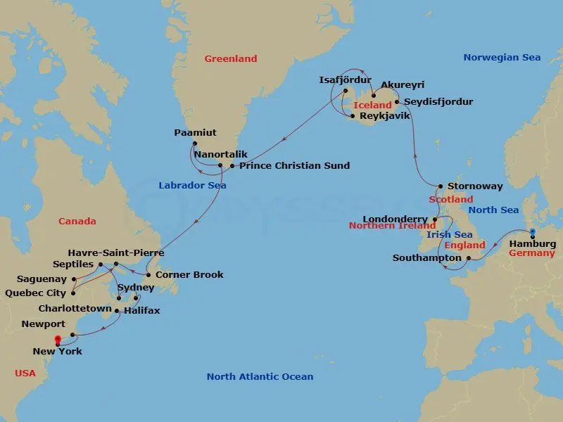 Itinerary schematic diagram