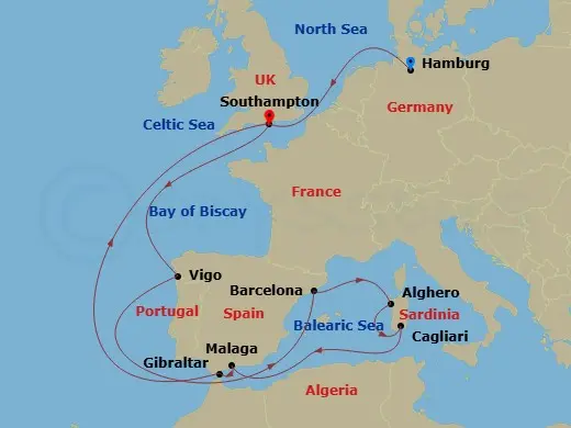 Itinerary schematic diagram