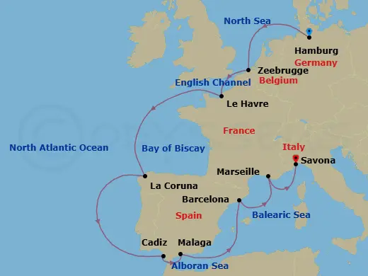 Itinerary schematic diagram