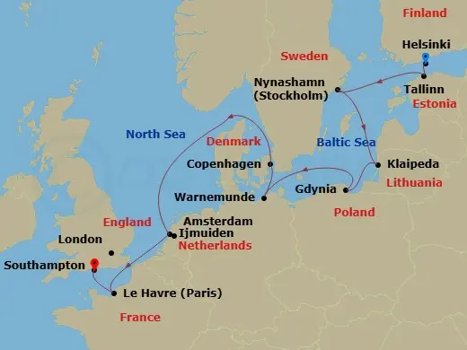 Itinerary schematic diagram