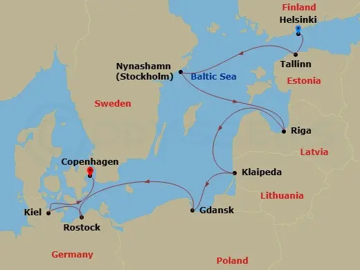 Itinerary schematic diagram