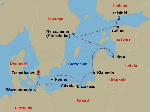 Itinerary schematic diagram