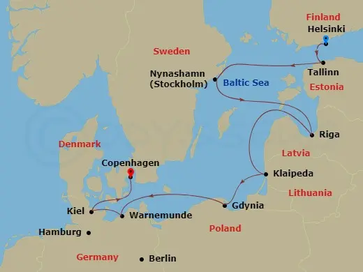 Itinerary schematic diagram