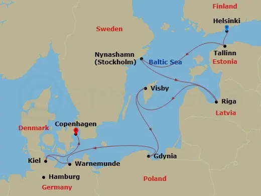 Itinerary schematic diagram