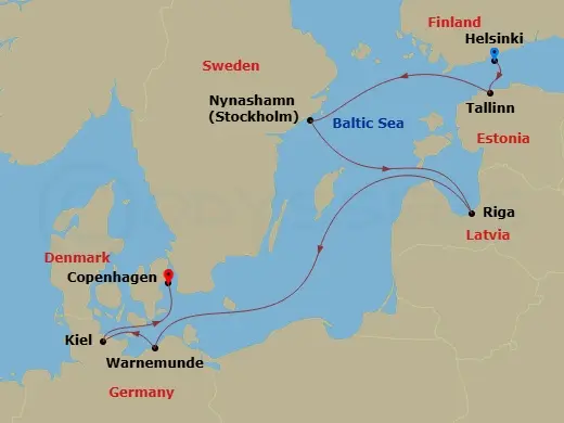 Itinerary schematic diagram