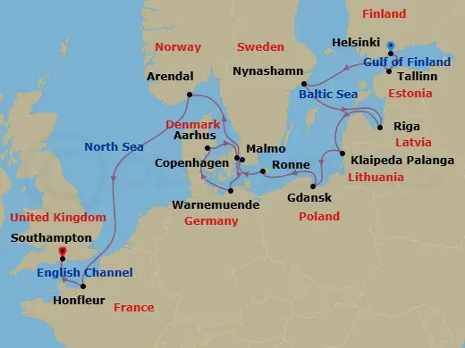 Itinerary schematic diagram
