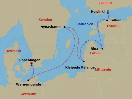 Itinerary schematic diagram