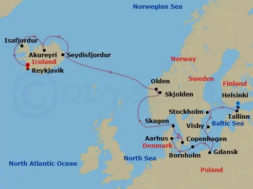 Itinerary schematic diagram