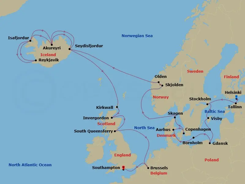 Itinerary schematic diagram