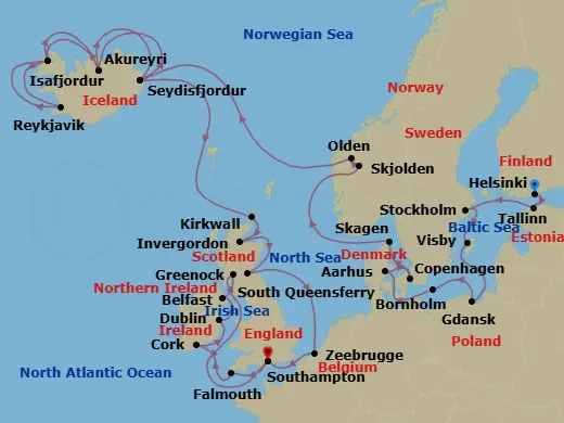 Itinerary schematic diagram