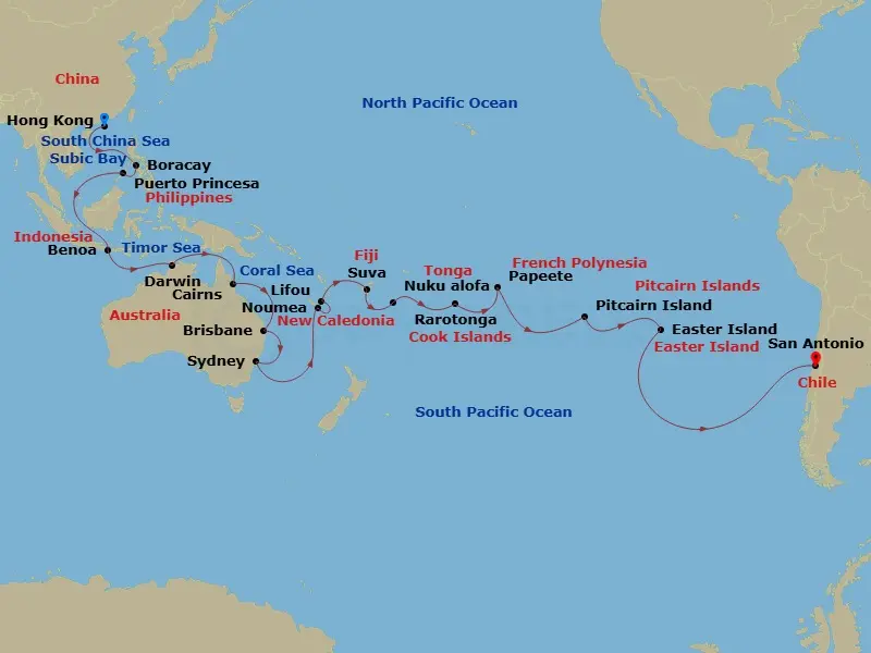 Itinerary schematic diagram